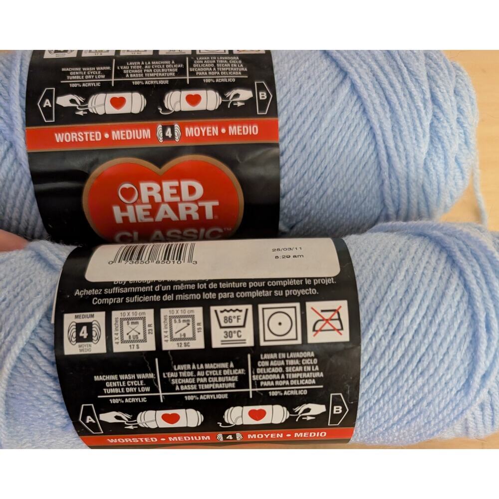 🦃 Red Heart 0815 Pale Blue Yarn Lot - Picture 4 of 4